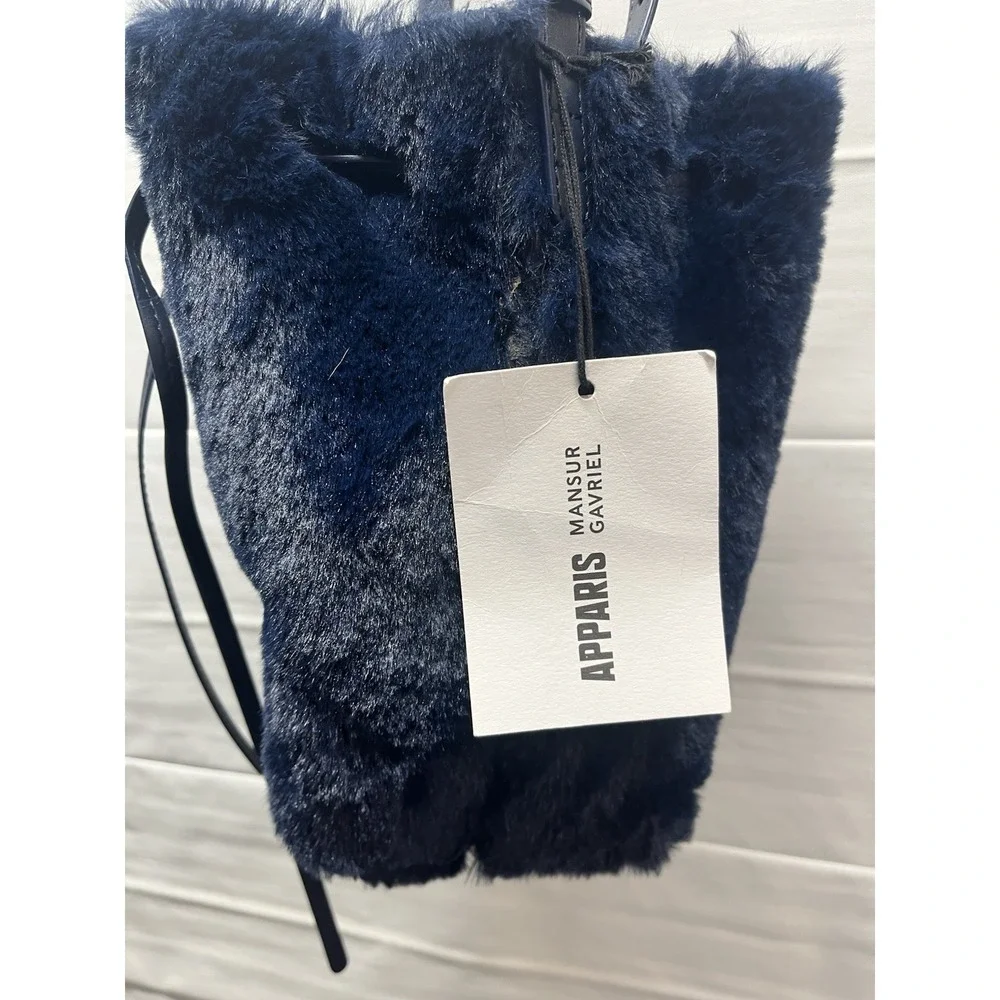 Mansur Gavriel x Apparis Royal Blue Fur‎ Bucket Crossbody Bag New With Tags